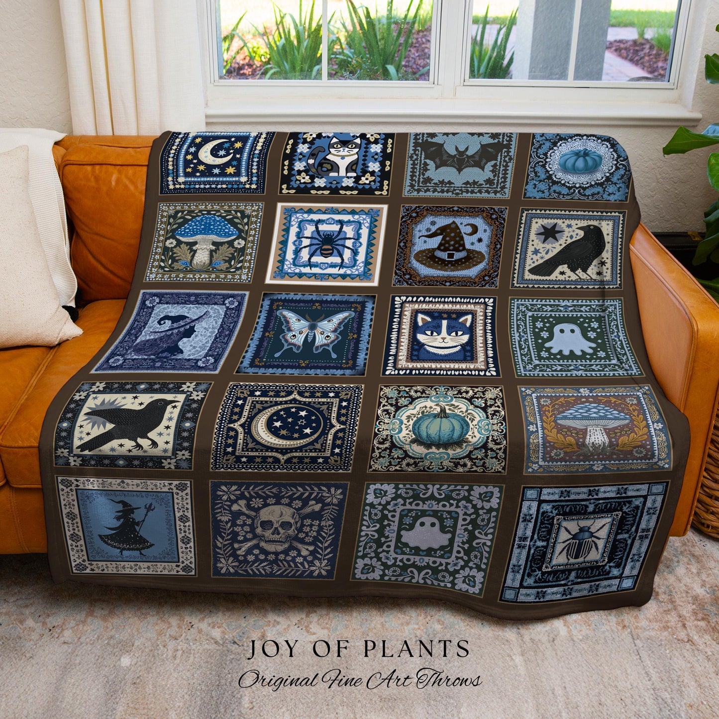 Rustic Witch Ethereal Throw Blanket | Whimsical Halloween Tapestry Cute Whimsigoth Bedroom Accent Spooky Aesthetic Gift Floral Goth Decor |