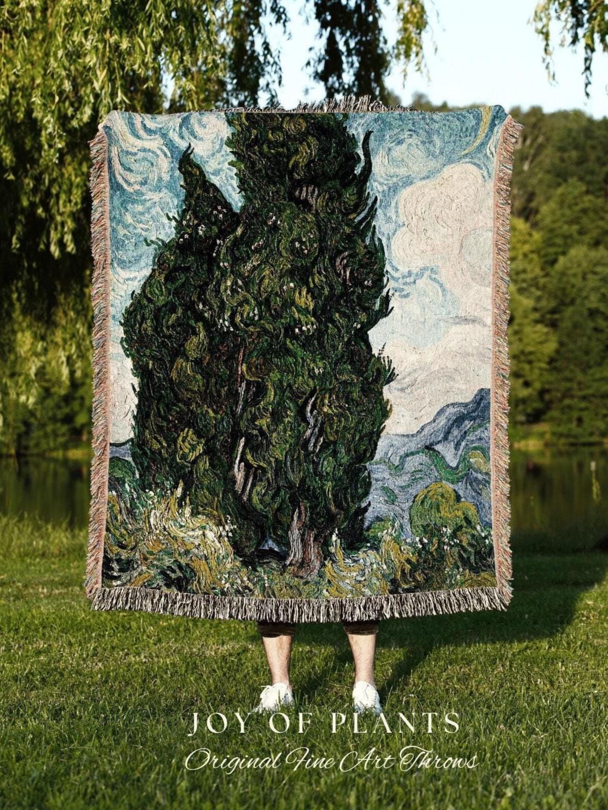 Vincent Van Gogh Woven Throw Blanket | Dark Academia Tapestry Aesthetic | Nature Woven Blanket | Art Teacher Gift | Custom Painting Blanket