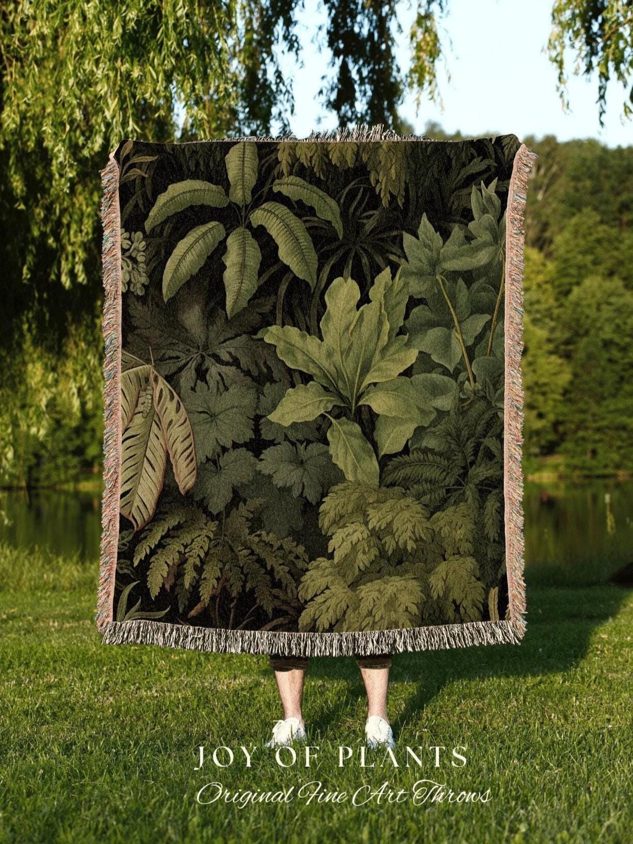 Greenery Throw Blanket Botanical | Nature Inspired Blanket Woven Tapestry Botanical Fairy Grunge Room Decor Fairycore Art Cottagecore Throw