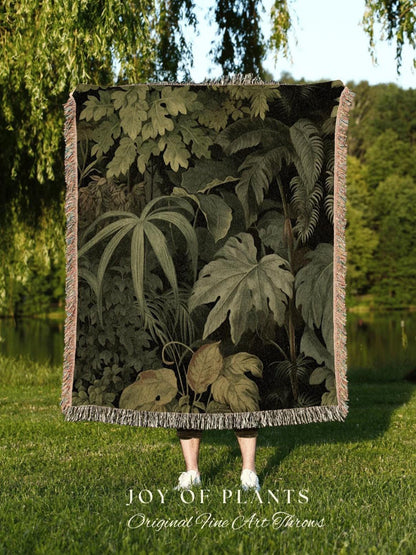 Mystic Forest Woven Blanket | Nature Inspired Blanket Woven Tapestry Botanical Fairy Grunge Room Decor Crowcore Art Cottagecore Room Decor |