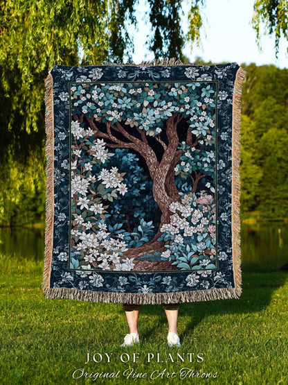 Bohemian Tree Tapestry Blanket Magical Aesthetic Folklore Forest Ethereal Throw | Nature Inspired Woodland Magic Wildflower Fairycore Decor