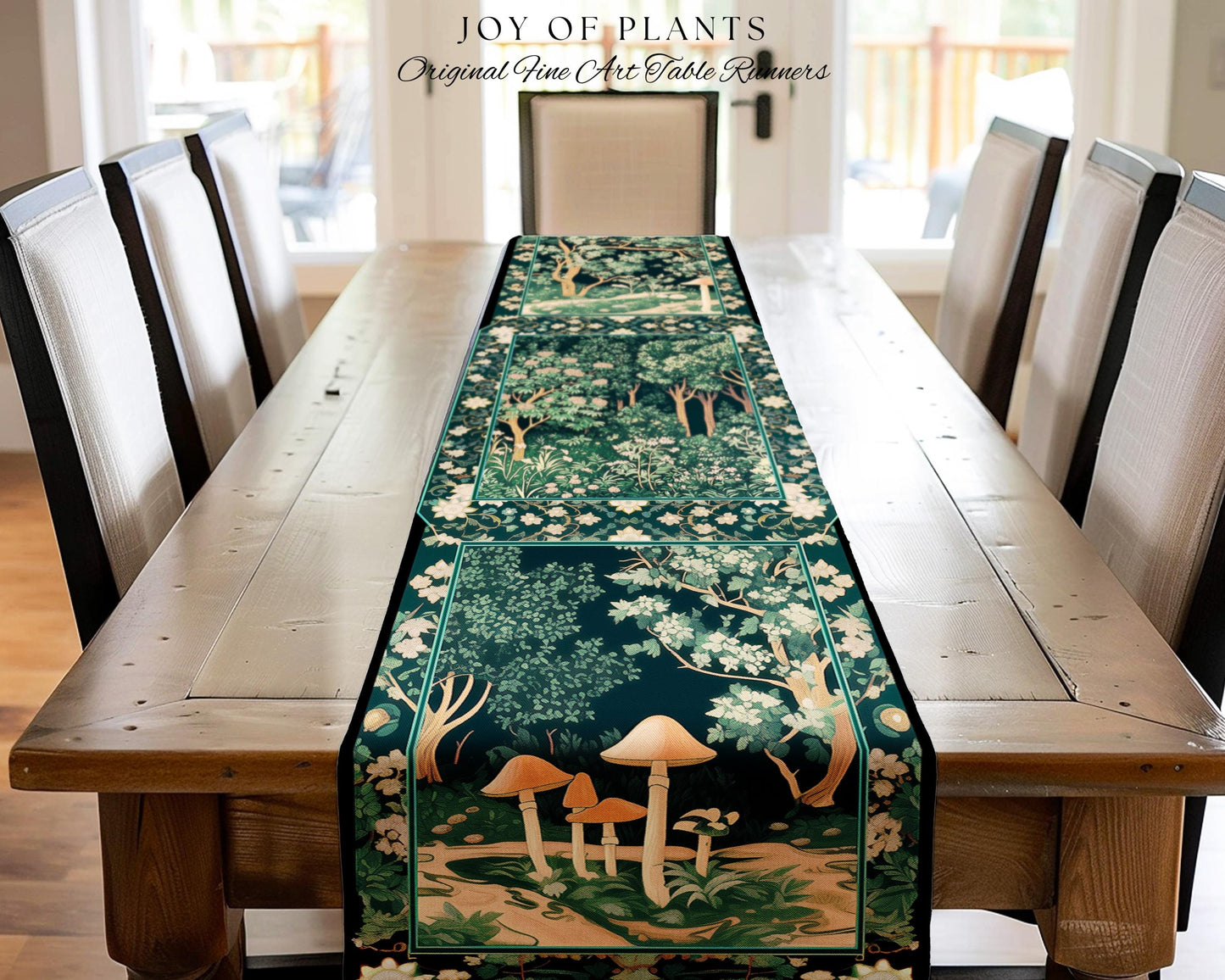 Dark Woodland Whimsical Forest Table Runner Whimsigothic Folklore Inspired Decor | Ethereal Academia Aesthetic Fairycore Dining Room Floral