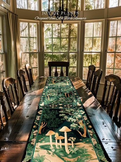 Dark Woodland Whimsical Forest Table Runner Whimsigothic Folklore Inspired Decor | Ethereal Academia Aesthetic Fairycore Dining Room Floral