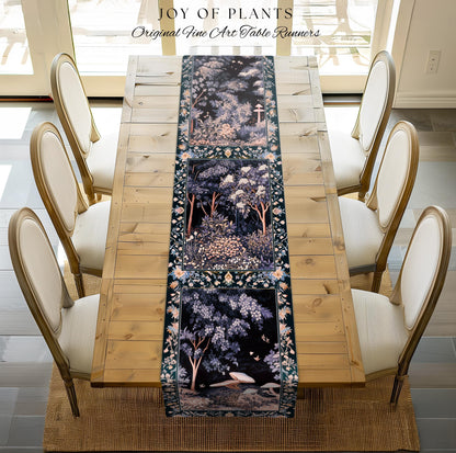 Fairycore Aesthetic Botanical Table Runner Dark Academia Lavender Purple Nature Inspired Ethereal Woodland Wildflowers Enchanted Decorations