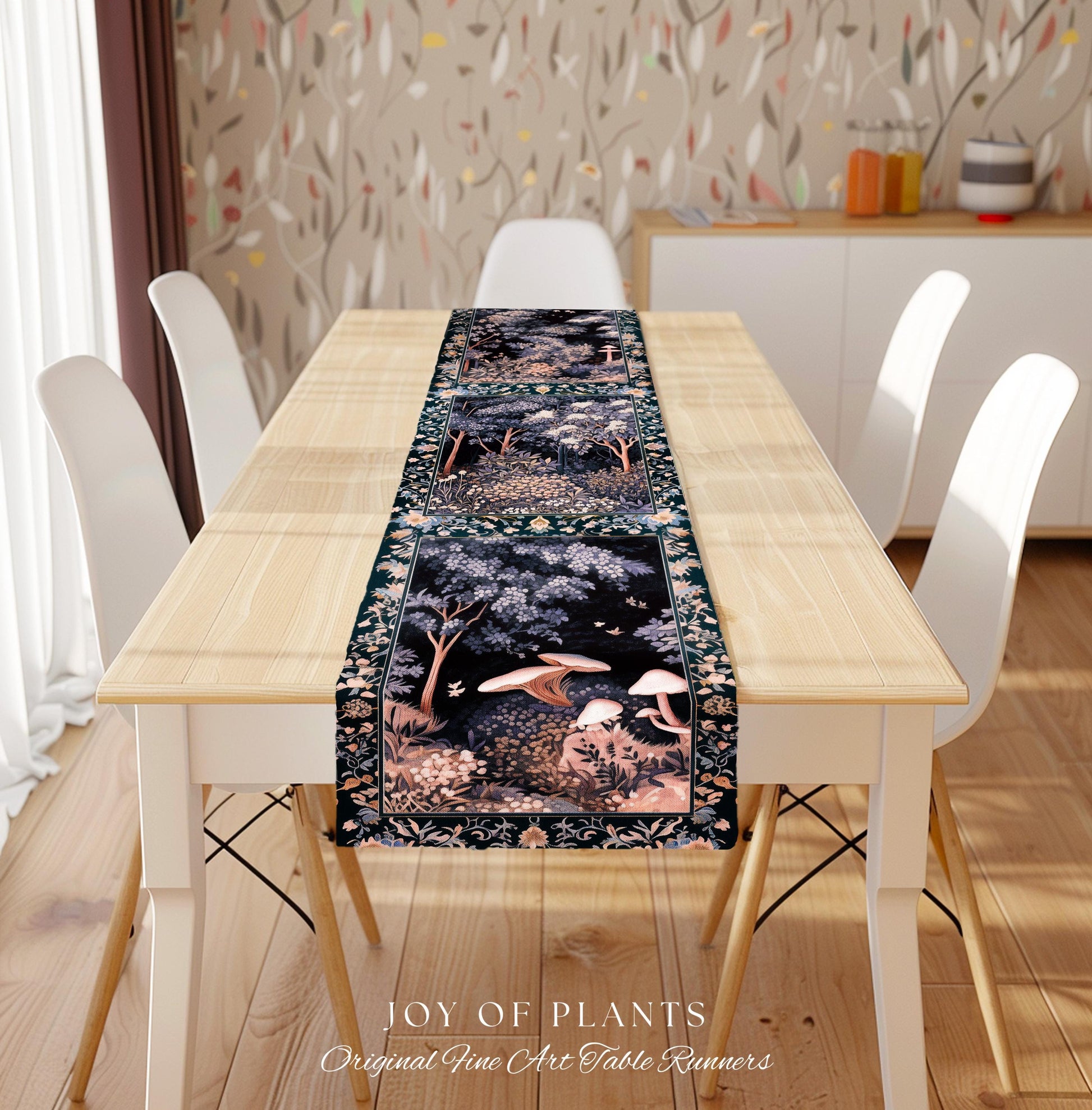 Fairycore Aesthetic Botanical Table Runner Dark Academia Lavender Purple Nature Inspired Ethereal Woodland Wildflowers Enchanted Decorations