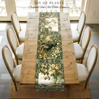 Soft Aesthetics Folklore Forest Table Runner Fairy Inspired Dining Room | Cozy Cottagecore Ethereal Nature Aesthetic Sage Green Indie Style