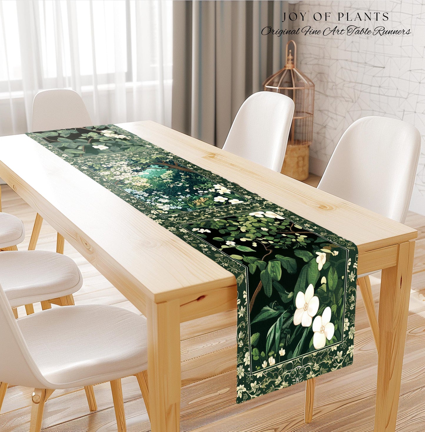 Botanical Aesthetic Forest Table Runner Dark Cottagecore Folklore Inspired Decor | Ethereal Aesthetic Fairycore Mystic Woodland Dining Room