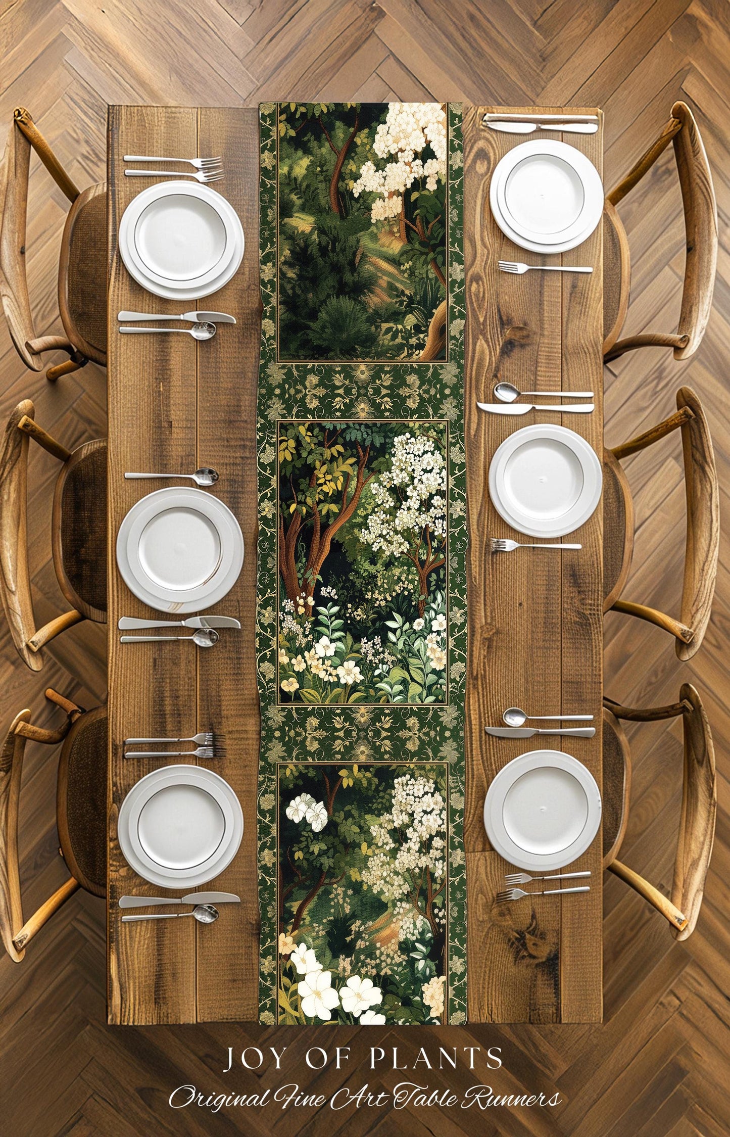 Wildflower Meadow Botanical Table Runner Fairy Inspired Dining Room | Cottagecore Folklore Decor Ethereal Aesthetic Bohemian Fairycore Style