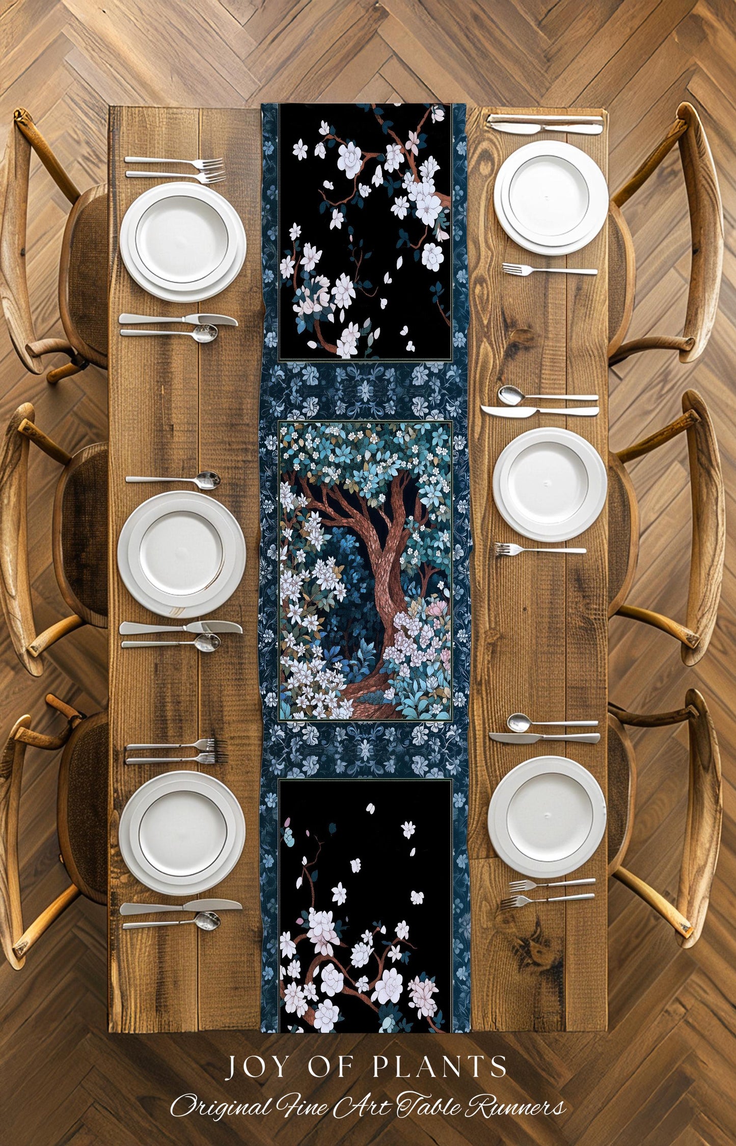 Bohemian Tree Table Runner Magical Aesthetic Folklore Forest Ethereal | Nature Inspired Woodland Magic Wildflower Fairycore Dining Room Boho