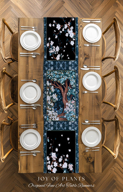 Bohemian Tree Table Runner Magical Aesthetic Folklore Forest Ethereal | Nature Inspired Woodland Magic Wildflower Fairycore Dining Room Boho