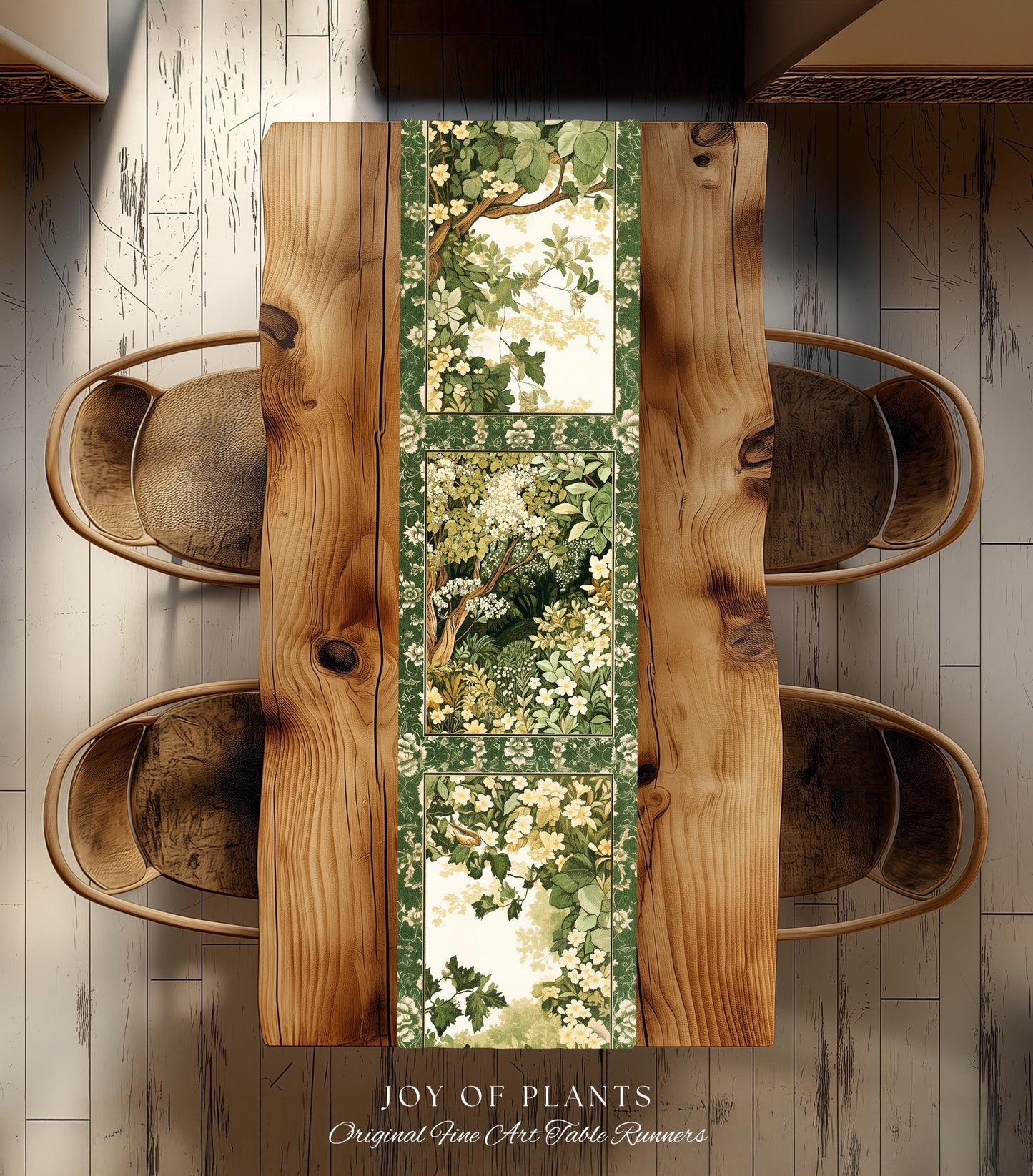 Soft Aesthetics Folklore Forest Table Runner Fairy Inspired Dining Room | Cozy Cottagecore Ethereal Nature Aesthetic Sage Green Indie Style