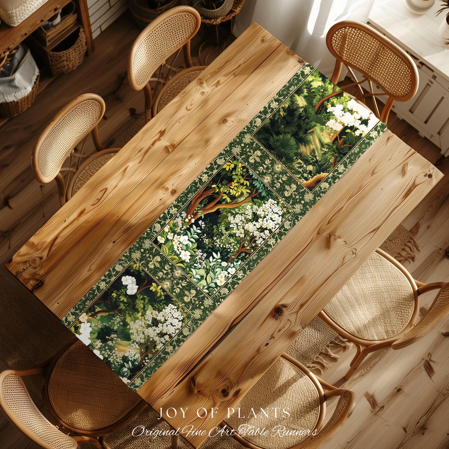 Wildflower Meadow Botanical Table Runner Fairy Inspired Dining Room | Cottagecore Folklore Decor Ethereal Aesthetic Bohemian Fairycore Style