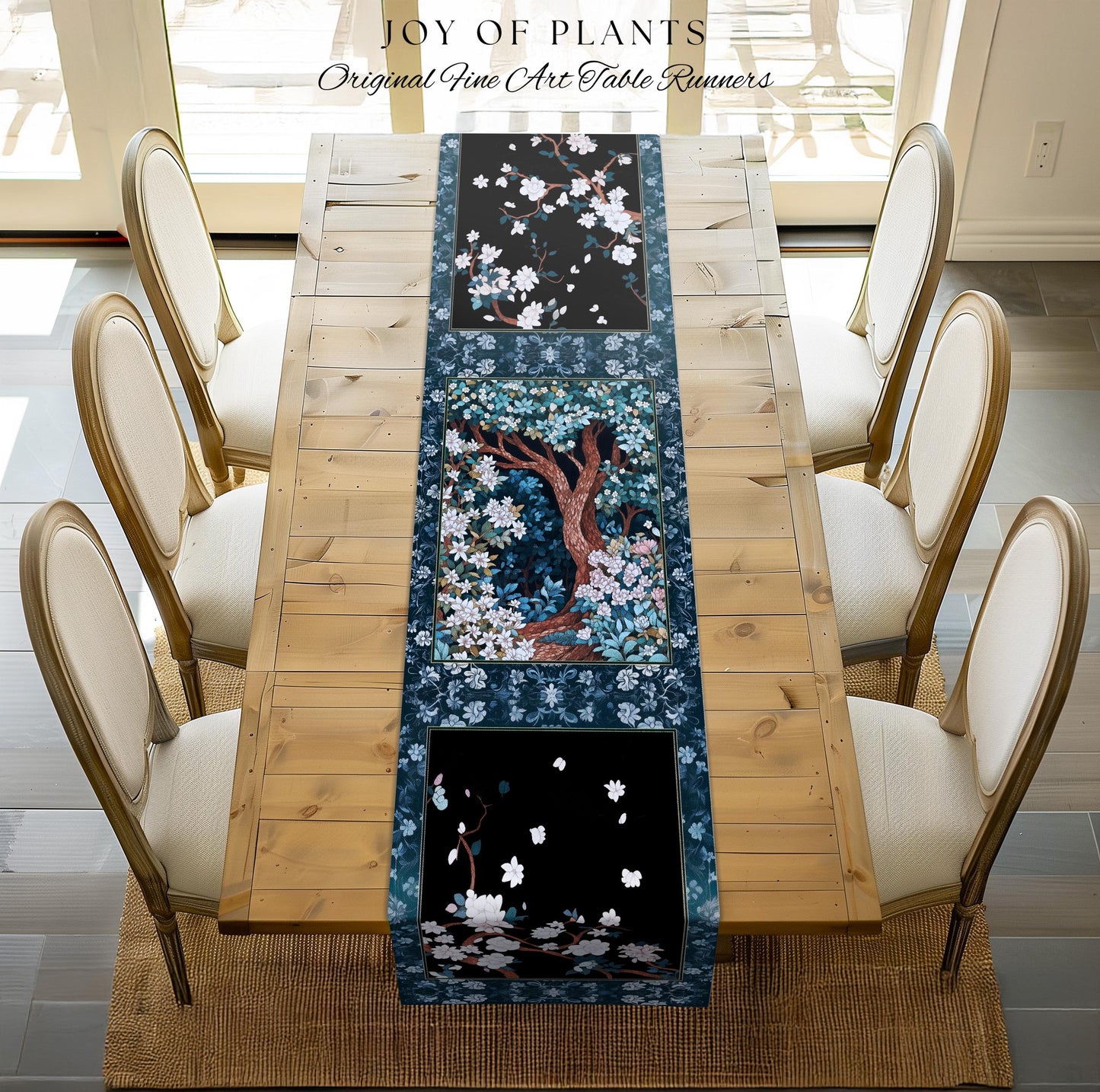 Bohemian Tree Table Runner Magical Aesthetic Folklore Forest Ethereal | Nature Inspired Woodland Magic Wildflower Fairycore Dining Room Boho