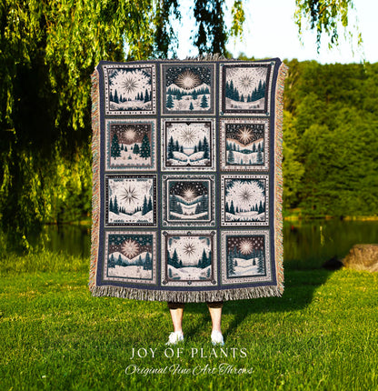 Winter Elegance Scandi Blanket | Mystic North Star Boho Cozy Hygge Throw Nordic Wonderland Country Cottagecore Tapestry Winter Aesthetic |