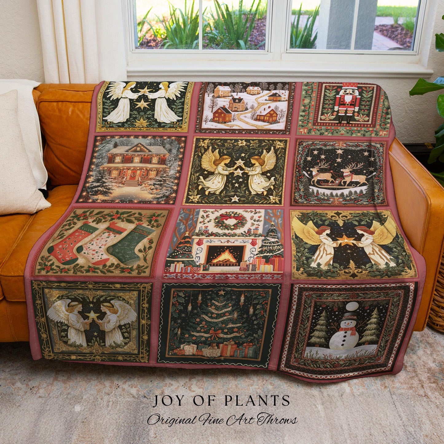 Cozy Nostalgic Holiday Blanket | Retro Scandinavian Nutcracker Christmas Throw Whimsical Festive Aesthetic Pastel Yuletide Home Decor Cute |