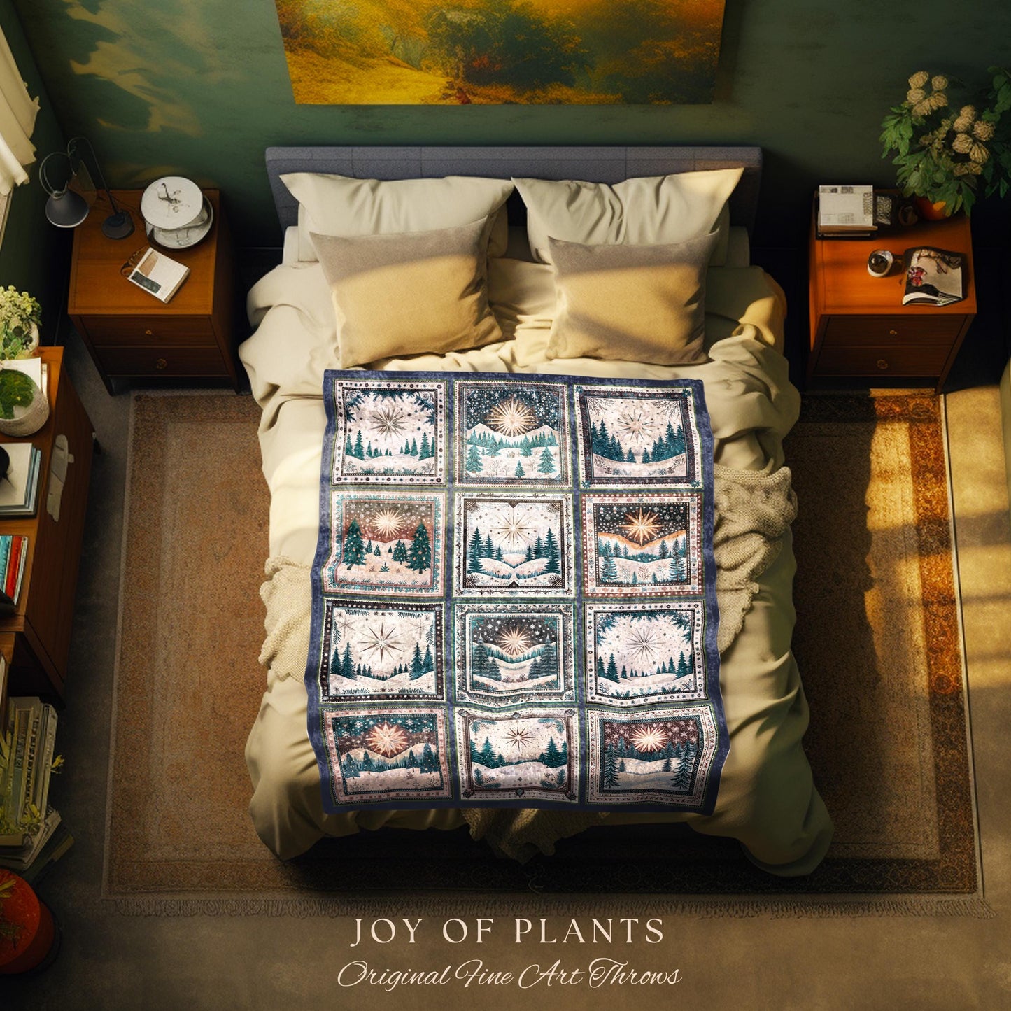 Winter Elegance Scandi Blanket | Mystic North Star Boho Cozy Hygge Throw Nordic Wonderland Country Cottagecore Tapestry Winter Aesthetic |