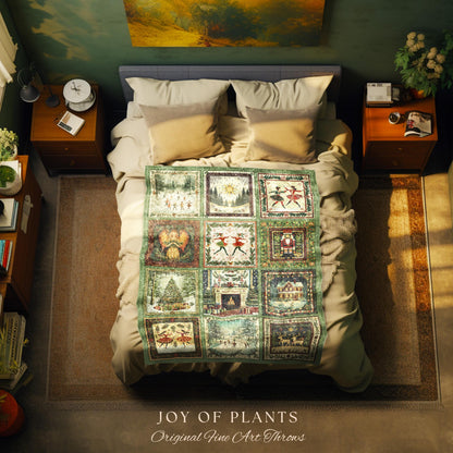 Scandinavian Christmas Cozy Throw | Retro Xmas Boho Holiday Blanket Winter Wonderland Nostalgia Whimsical Woven Accent Festive Gift Cute |