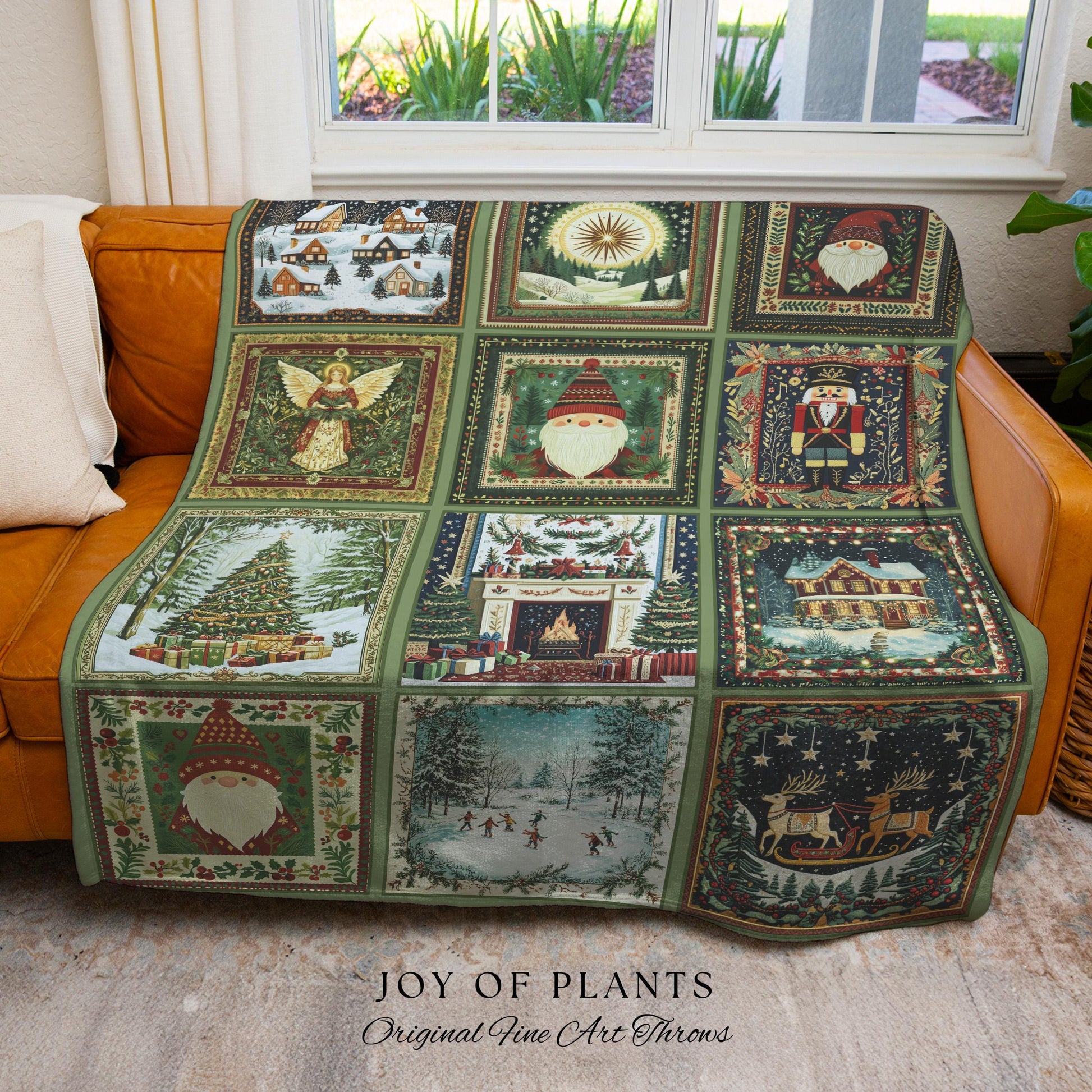 Sage Green Boho Xmas Throw | Woven Winter Wonderland Scandi Christmas Retro Christmas Tree Blanket Merry & Bright Whimsical Yuletide Gift |