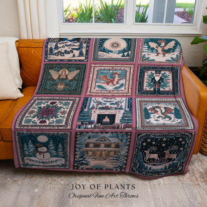 Cozy Dragon Winter Holiday Blanket | Whimsigoth Christmas Decor Cute Eclectic Boho Woven Tapestry Cottagecore Seasonal Nostalgic Accent |