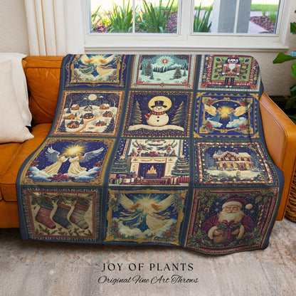 Yuletide Magic Boho Christmas Blanket | Cozy Nostalgic Holiday Woven Throw Whimsical Winter Wonderland Cottagecore Home Decor Scandi Xmas |