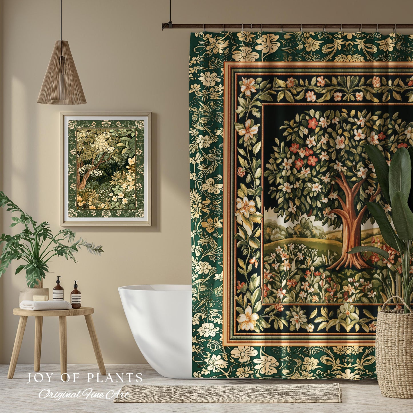 Botanical Tree of Life Bathroom Accent | Ornate Floral Heritage Decor Vintage Nature Aesthetic Cottagecore Fairycore Shower Curtain Woodland