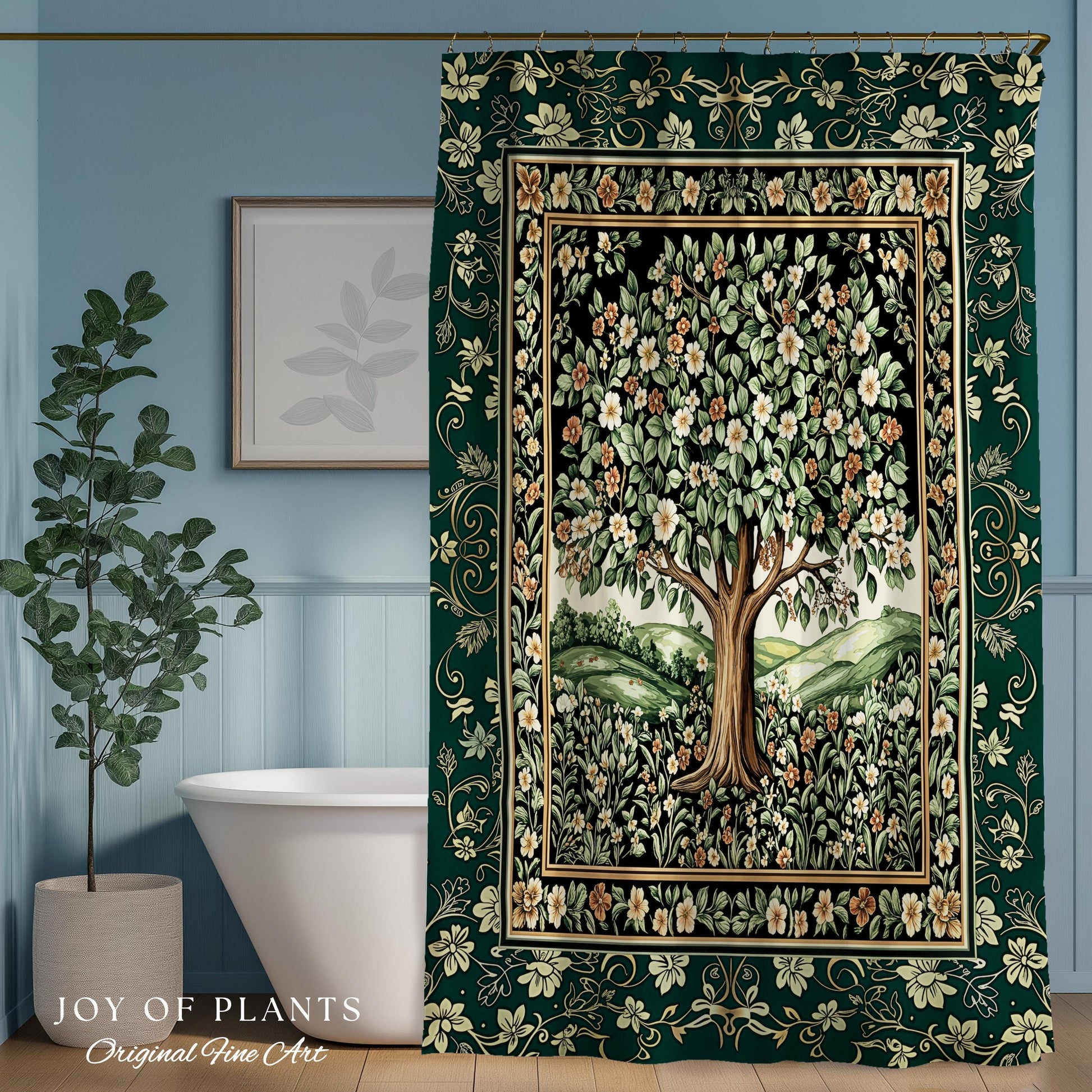 Fairytale Garden Timeless Bathroom Accent | Storybook Botanical Medieval Rustic Shower Curtain Folklore Romantic Cottage Inspired Cozy Bath