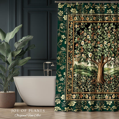 Fairytale Garden Timeless Bathroom Accent | Storybook Botanical Medieval Rustic Shower Curtain Folklore Romantic Cottage Inspired Cozy Bath