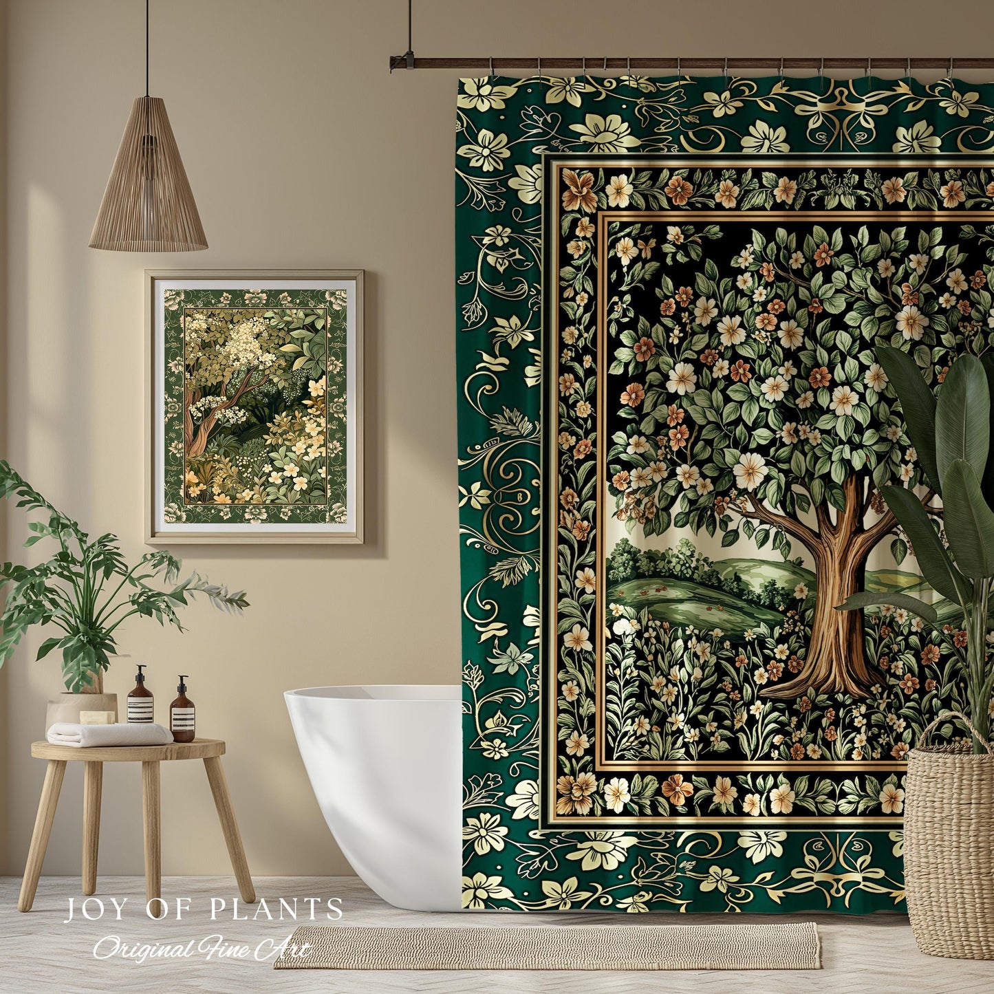Fairytale Garden Timeless Bathroom Accent | Storybook Botanical Medieval Rustic Shower Curtain Folklore Romantic Cottage Inspired Cozy Bath