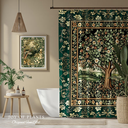 Fairytale Garden Timeless Bathroom Accent | Storybook Botanical Medieval Rustic Shower Curtain Folklore Romantic Cottage Inspired Cozy Bath