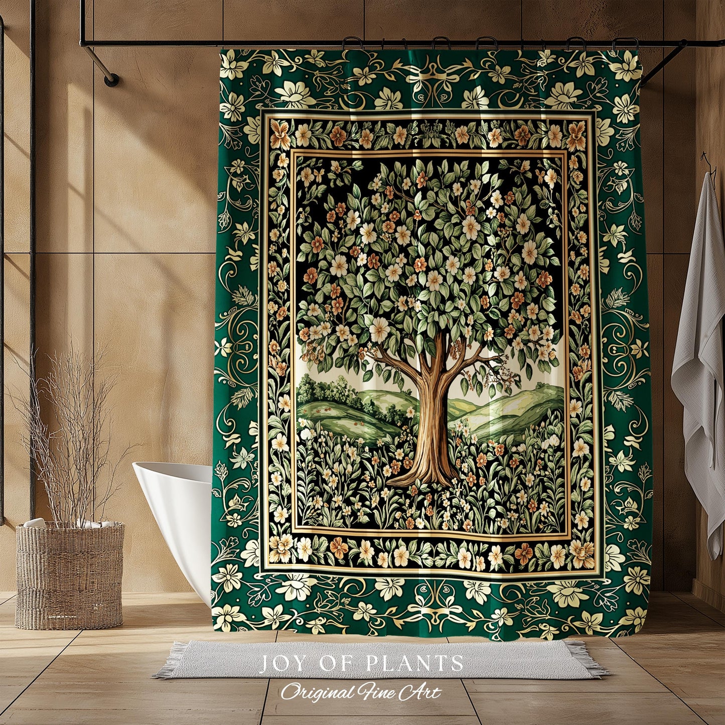 Fairytale Garden Timeless Bathroom Accent | Storybook Botanical Medieval Rustic Shower Curtain Folklore Romantic Cottage Inspired Cozy Bath