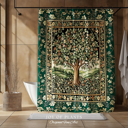 Fairytale Garden Timeless Bathroom Accent | Storybook Botanical Medieval Rustic Shower Curtain Folklore Romantic Cottage Inspired Cozy Bath