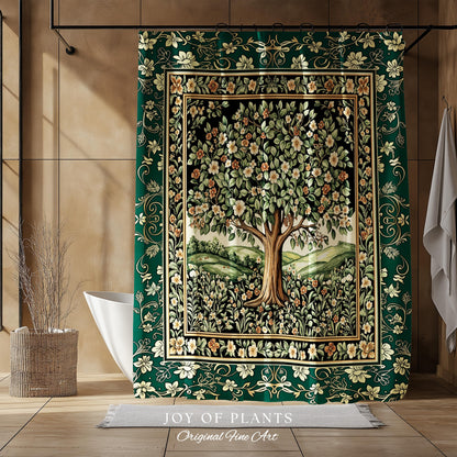Fairytale Garden Timeless Bathroom Accent | Storybook Botanical Medieval Rustic Shower Curtain Folklore Romantic Cottage Inspired Cozy Bath