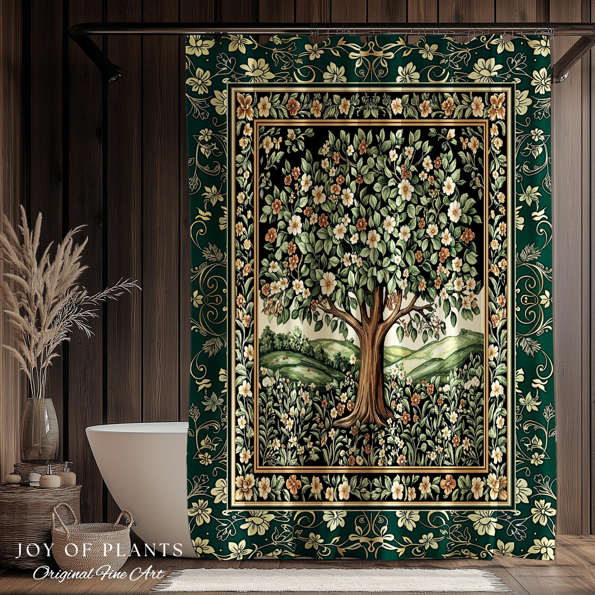 Fairytale Garden Timeless Bathroom Accent | Storybook Botanical Medieval Rustic Shower Curtain Folklore Romantic Cottage Inspired Cozy Bath