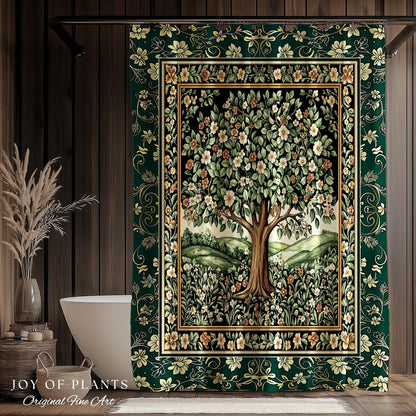 Fairytale Garden Timeless Bathroom Accent | Storybook Botanical Medieval Rustic Shower Curtain Folklore Romantic Cottage Inspired Cozy Bath