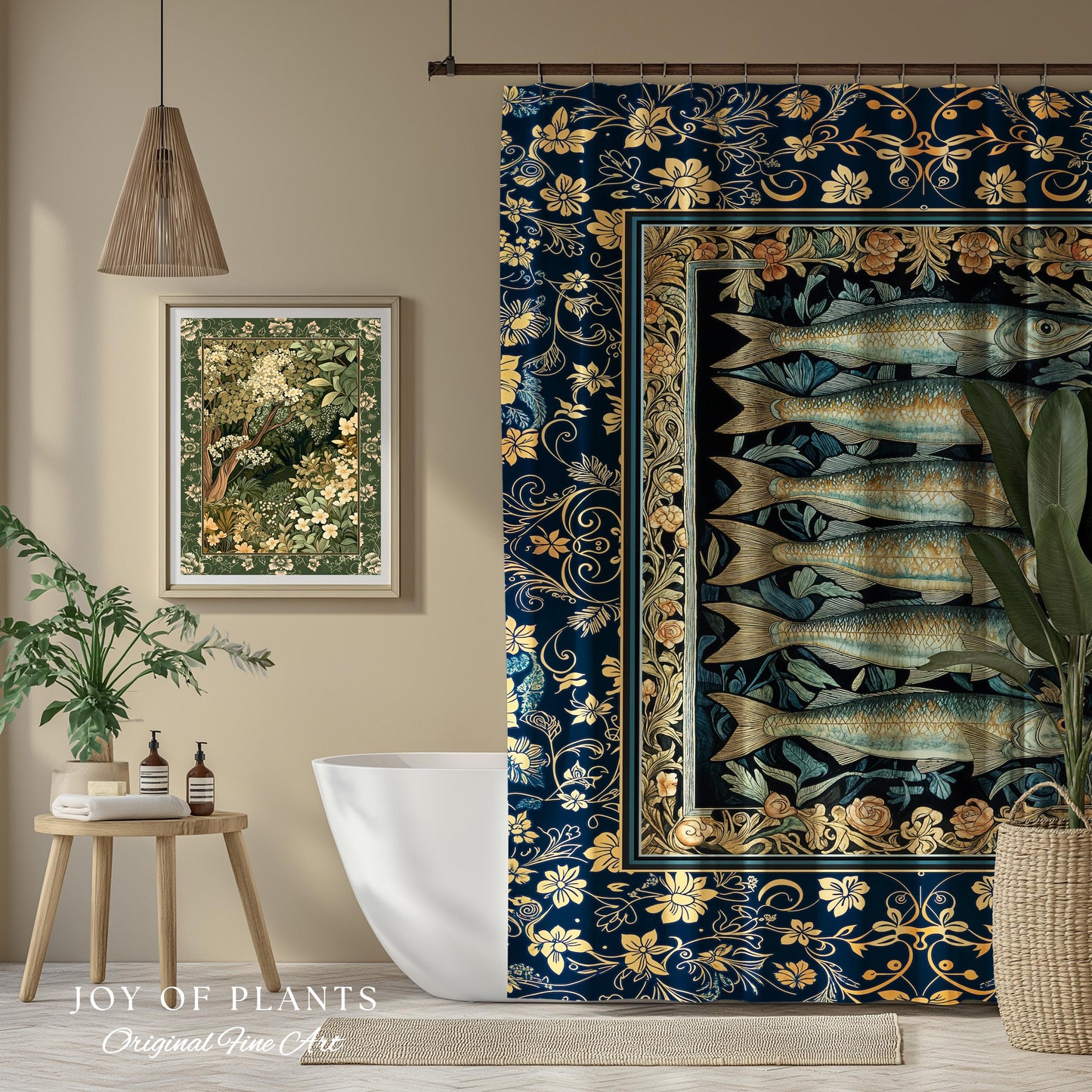 Rustic Nautical Sardine Shower Curtain | Costal Aesthetic for Beach House Sea Lover Bathroom Accent Ocean Inspired Marine Decor Sardine Art