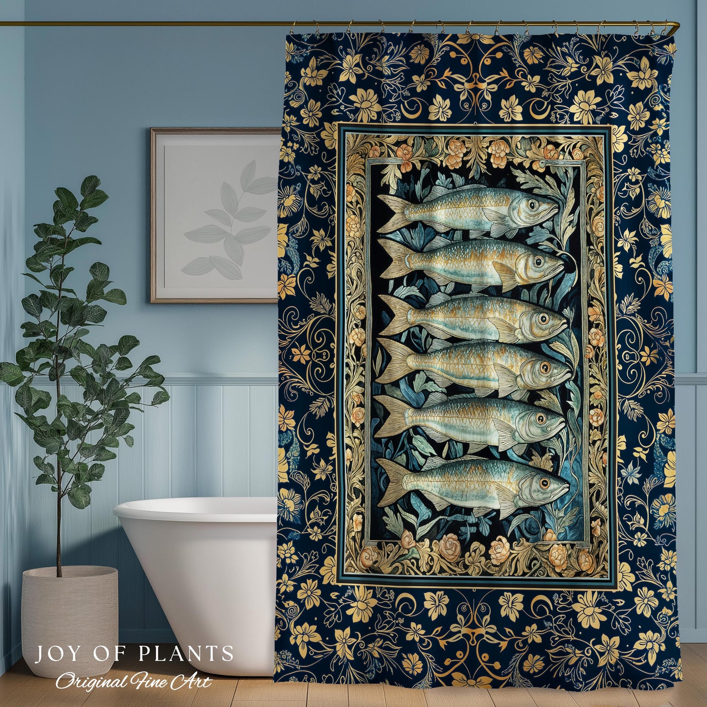 Rustic Nautical Sardine Shower Curtain | Costal Aesthetic for Beach House Sea Lover Bathroom Accent Ocean Inspired Marine Decor Sardine Art