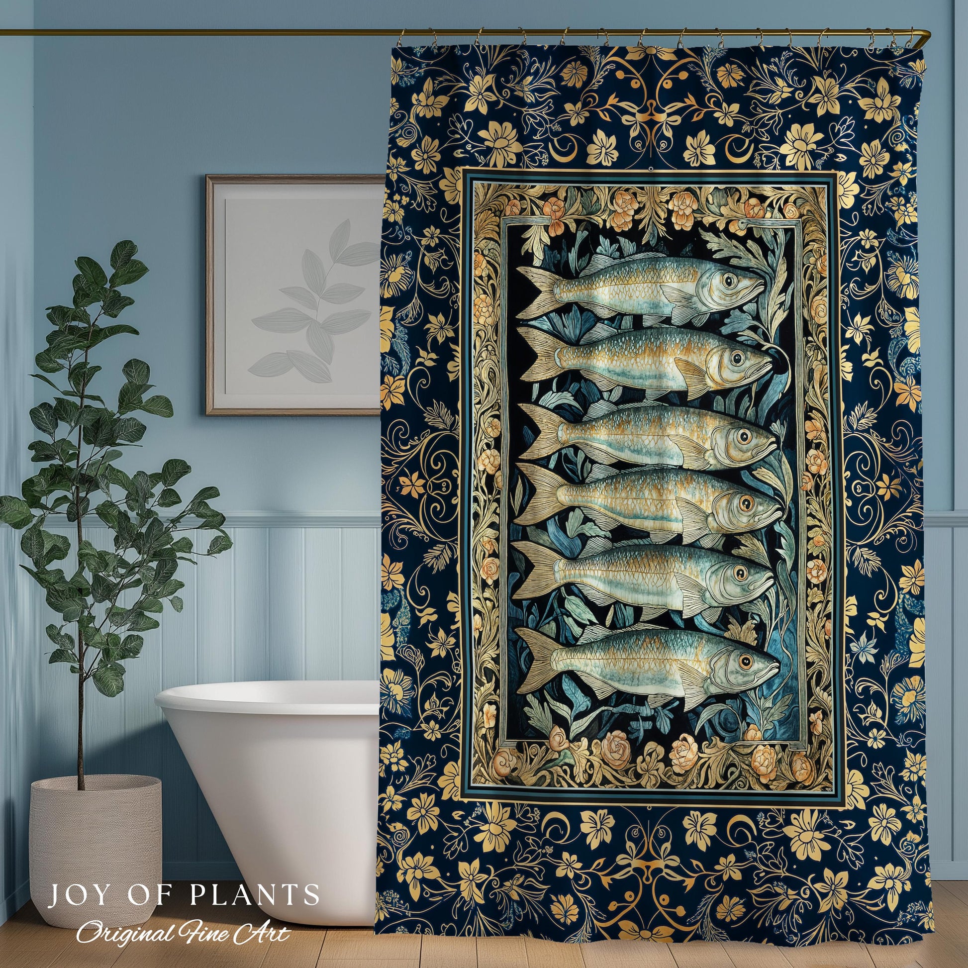 Rustic Nautical Sardine Shower Curtain | Costal Aesthetic for Beach House Sea Lover Bathroom Accent Ocean Inspired Marine Decor Sardine Art