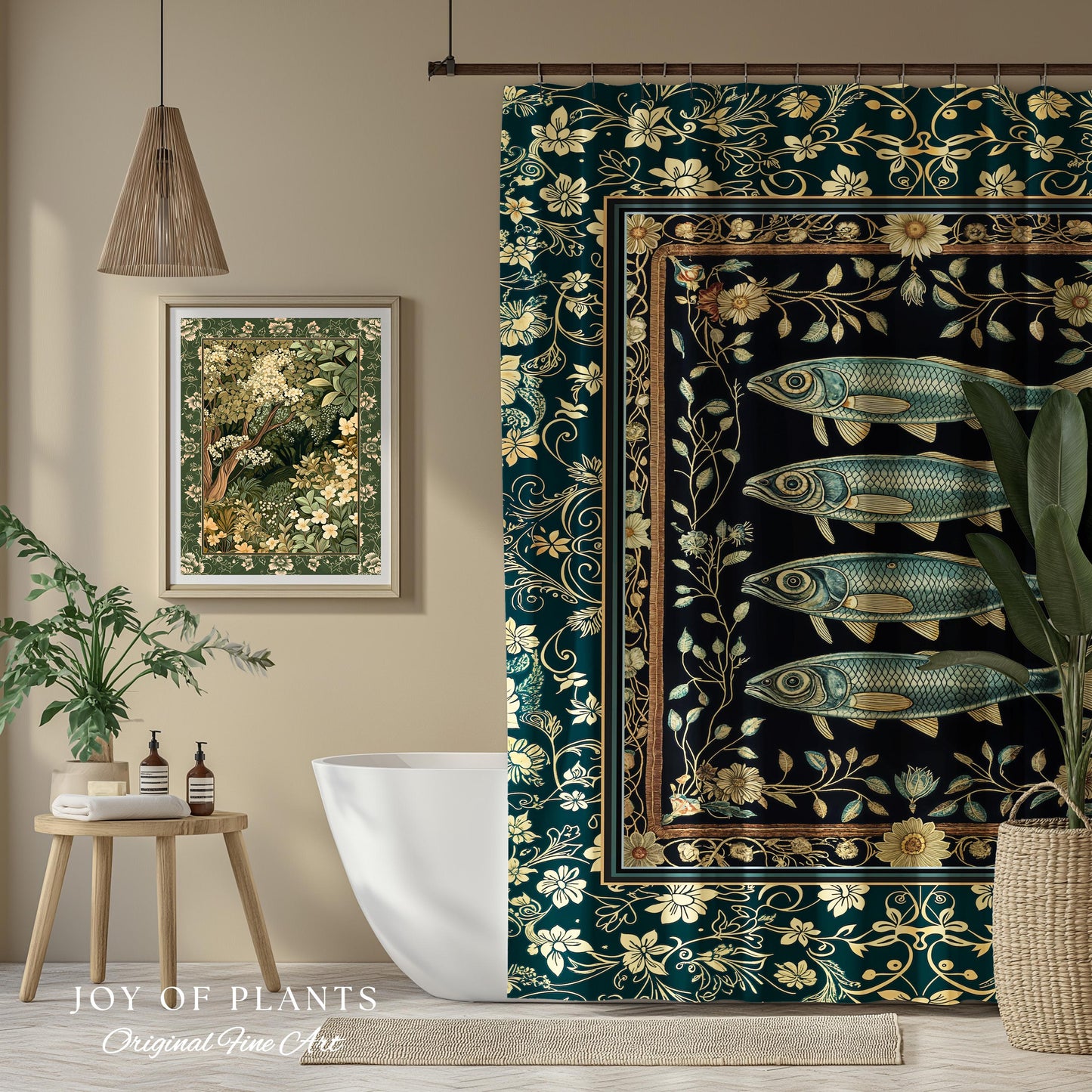 Costal Theme Eclectic Sardine Shower Curtain | Beachy Bathroom Accent Ocean Inspired Costal Aesthetic Mermaidcore Sea Lover Wall Decor Indie