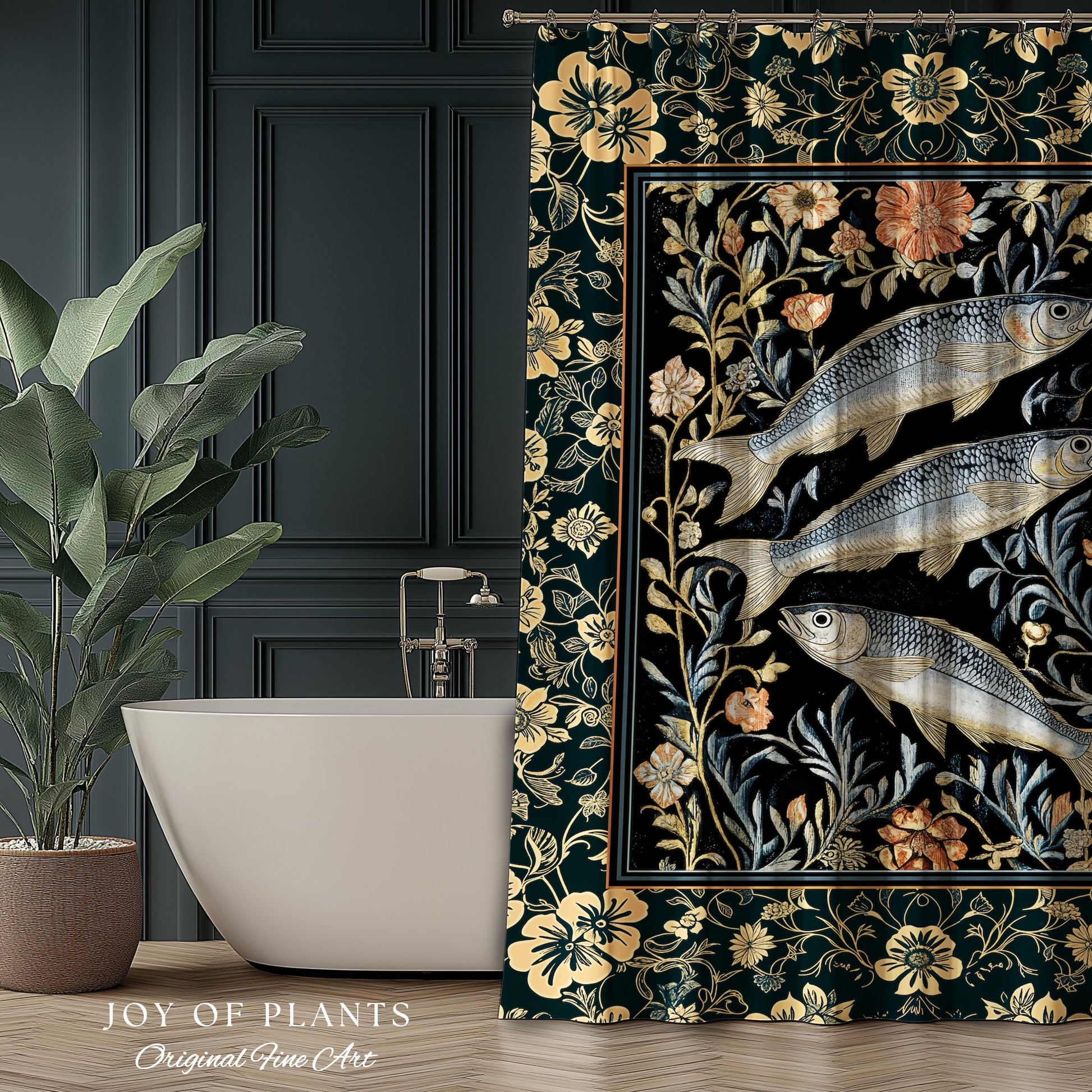 Beachy Costal Fish Shower Curtain | Sea Life Marine Bathroom Sardine Throw Ocean Inspired Design Sea Lover Bath Decor Maritime Aesthetic |