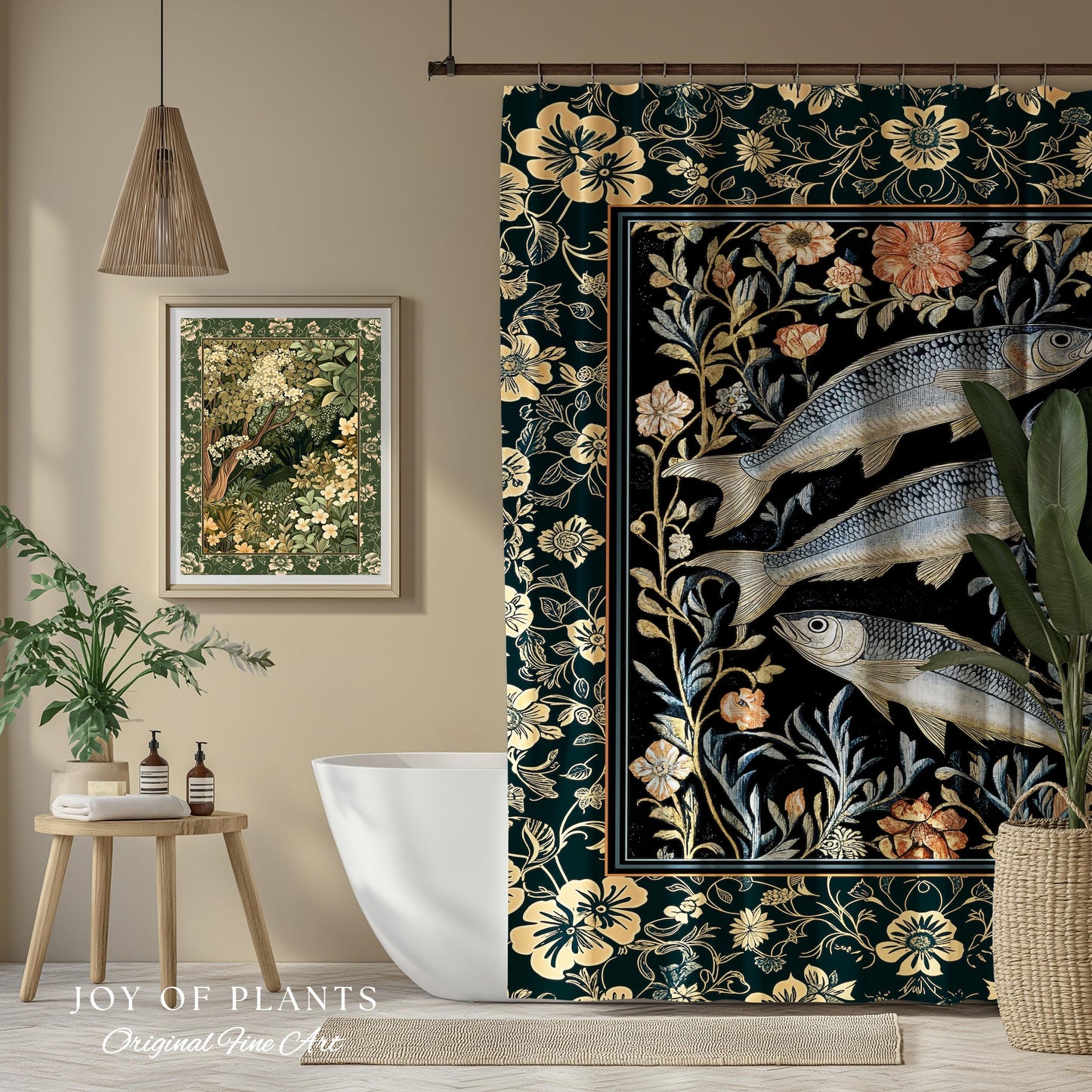 Beachy Costal Fish Shower Curtain | Sea Life Marine Bathroom Sardine Throw Ocean Inspired Design Sea Lover Bath Decor Maritime Aesthetic |