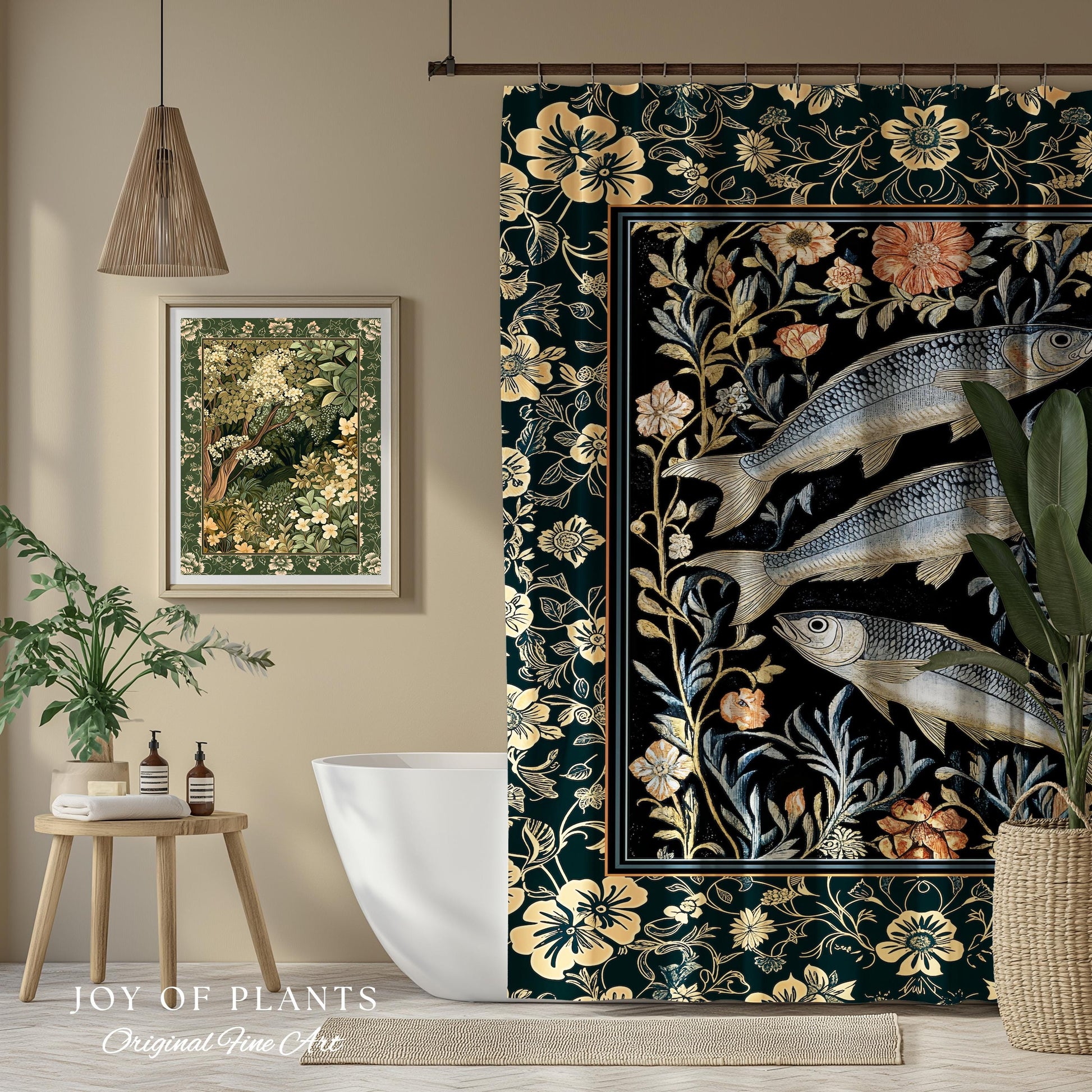 Beachy Costal Fish Shower Curtain | Sea Life Marine Bathroom Sardine Throw Ocean Inspired Design Sea Lover Bath Decor Maritime Aesthetic |