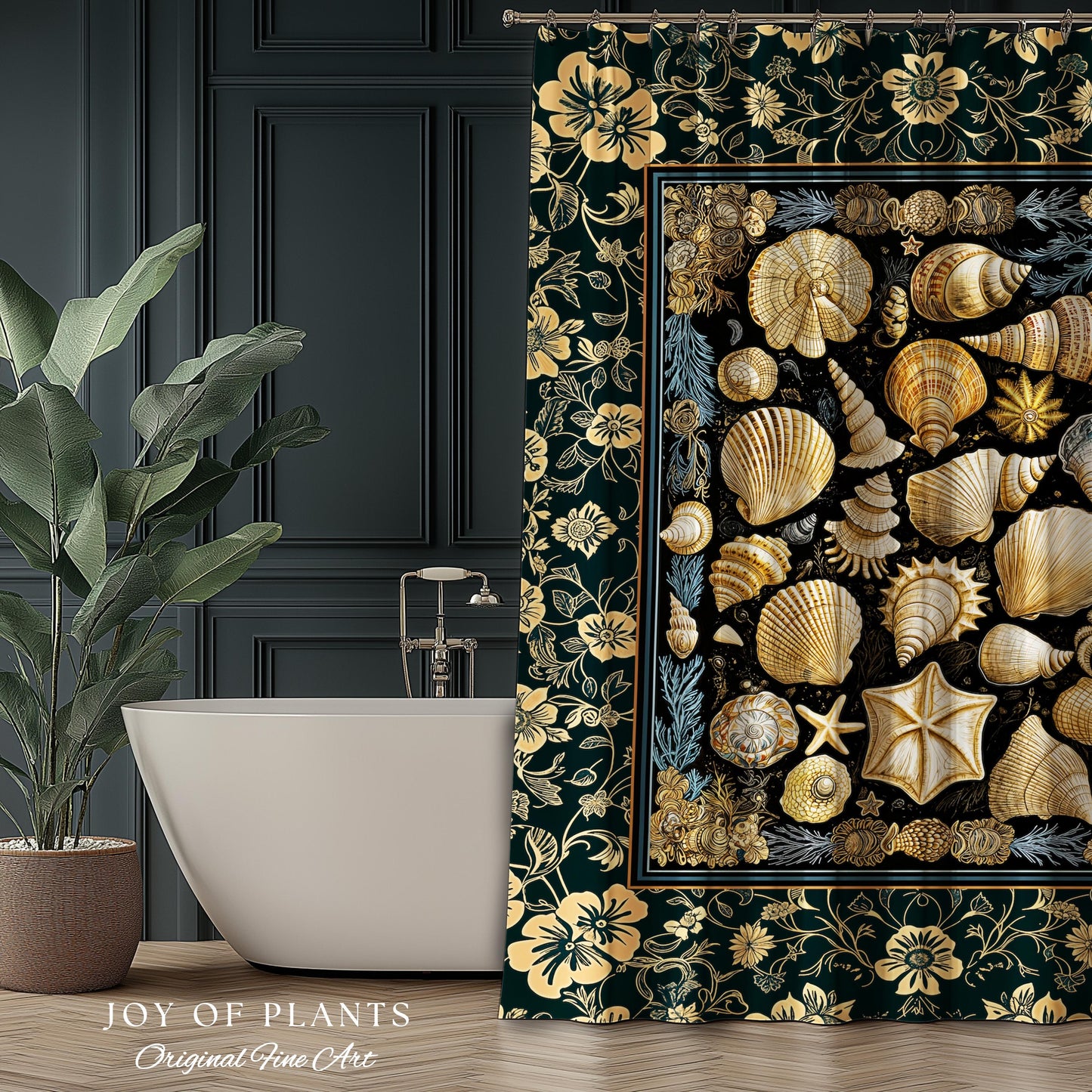 Cozy Beach House Seashell Bathroom | Vintage Coastal Aesthetic Beachy Rustic Shower Curtain Crustacean Inspired Lake House Summer Decor |