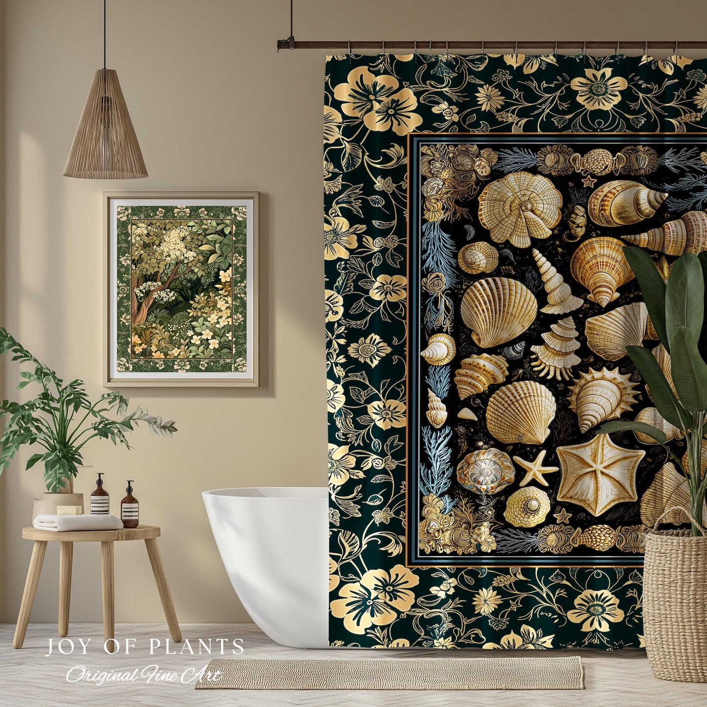 Cozy Beach House Seashell Bathroom | Vintage Coastal Aesthetic Beachy Rustic Shower Curtain Crustacean Inspired Lake House Summer Decor |