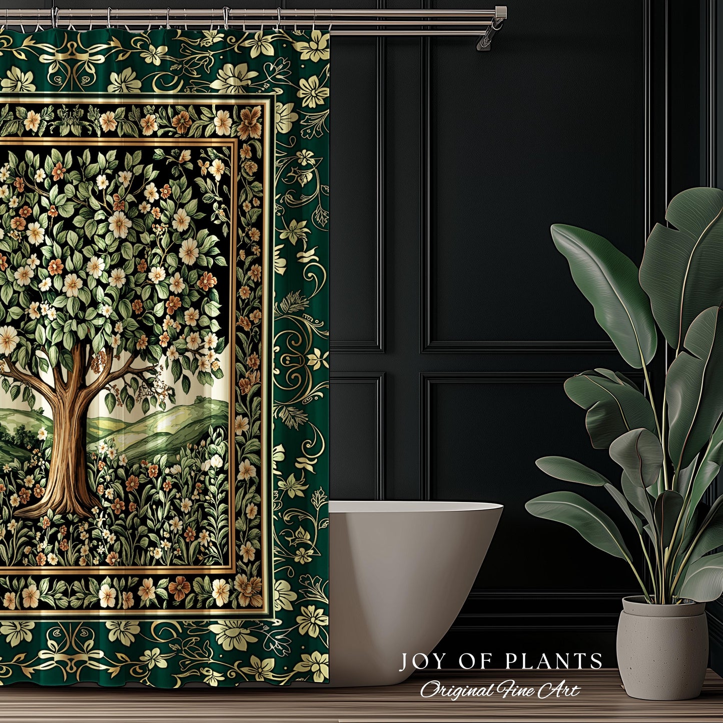 Fairytale Garden Timeless Bathroom Accent | Storybook Botanical Medieval Rustic Shower Curtain Folklore Romantic Cottage Inspired Cozy Bath