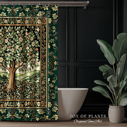 Fairytale Garden Timeless Bathroom Accent | Storybook Botanical Medieval Rustic Shower Curtain Folklore Romantic Cottage Inspired Cozy Bath