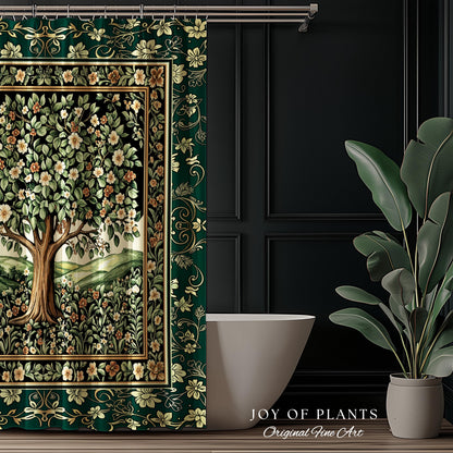 Fairytale Garden Timeless Bathroom Accent | Storybook Botanical Medieval Rustic Shower Curtain Folklore Romantic Cottage Inspired Cozy Bath