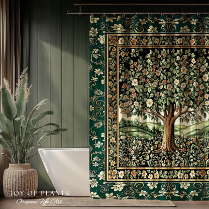 Fairytale Garden Timeless Bathroom Accent | Storybook Botanical Medieval Rustic Shower Curtain Folklore Romantic Cottage Inspired Cozy Bath