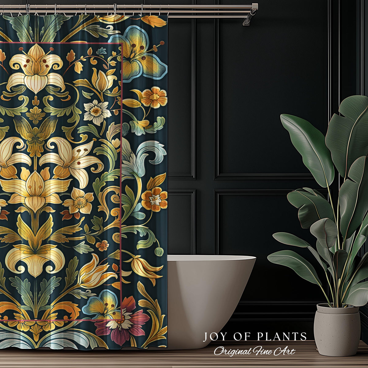 Rustic Farmhouse Shower Curtain Floral Country Cottage Charm | Soft Cottagecore Botanical Elegance Vintage Boho Flower Morris Style Bathroom