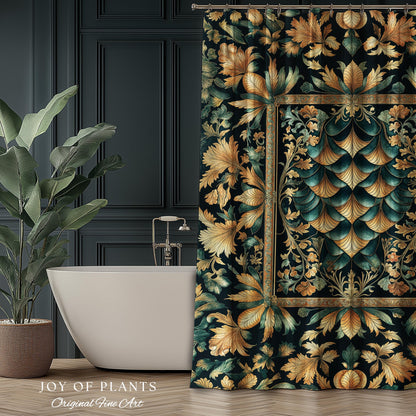 Ethereal Fairycore Art Deco Shower Curtain | Whimsical Gothic Dragon Scale Medieval Bathroom Enchanted Storybook Elegant Decor Fairytale Art
