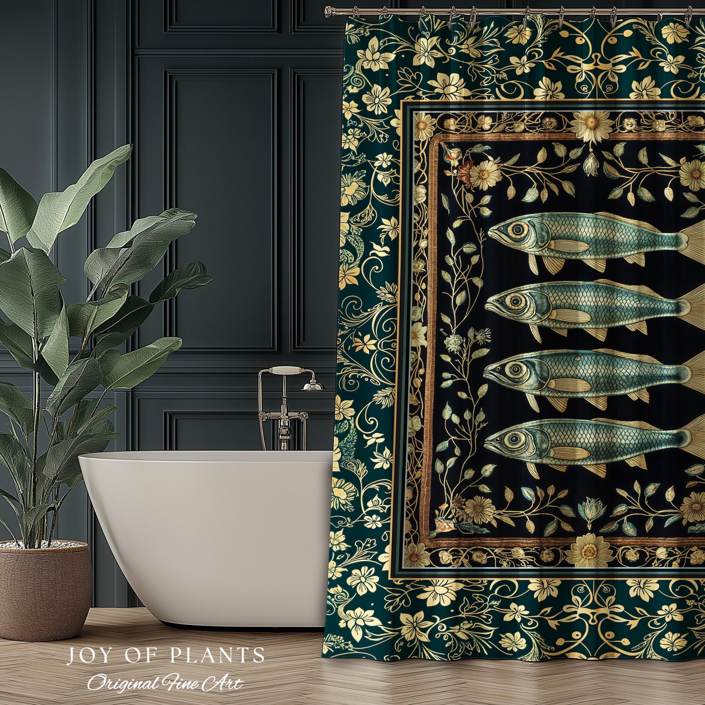 Costal Theme Eclectic Sardine Shower Curtain | Beachy Bathroom Accent Ocean Inspired Costal Aesthetic Mermaidcore Sea Lover Wall Decor Indie